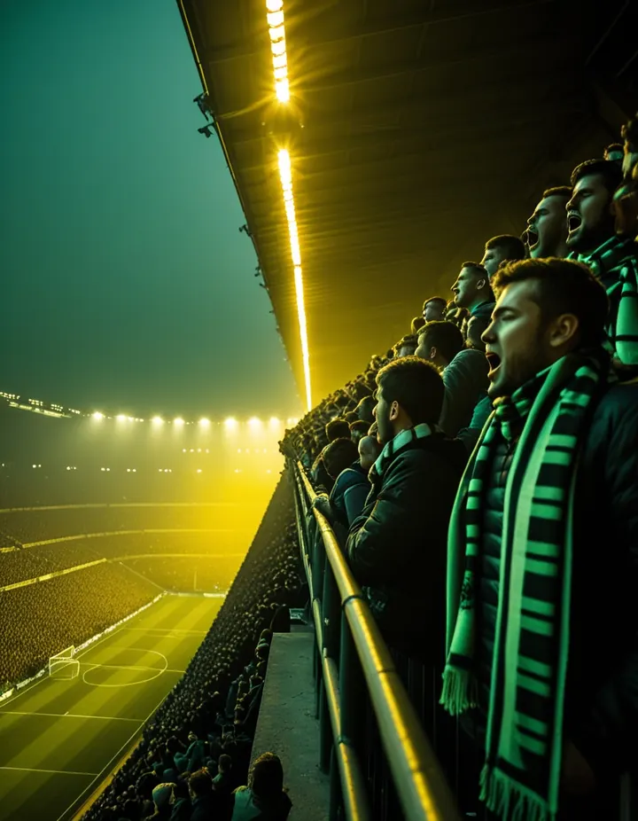 Fans on a standing terrace at a German football stadium