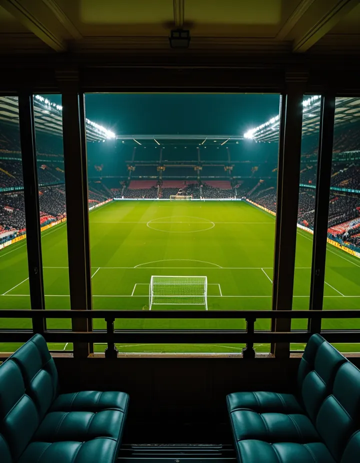 The view from a directors' box over a full stadium