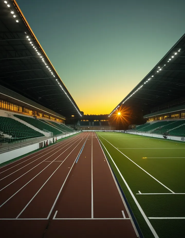 Athletes from several sports in one bright arena